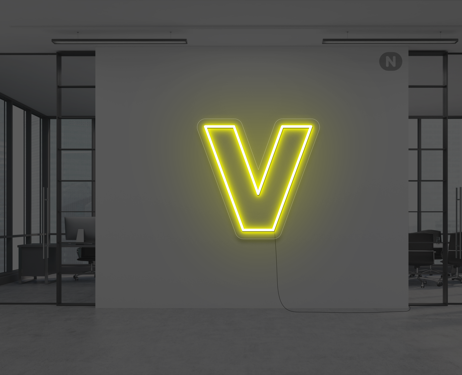 lettera-v-al-neon-giallo