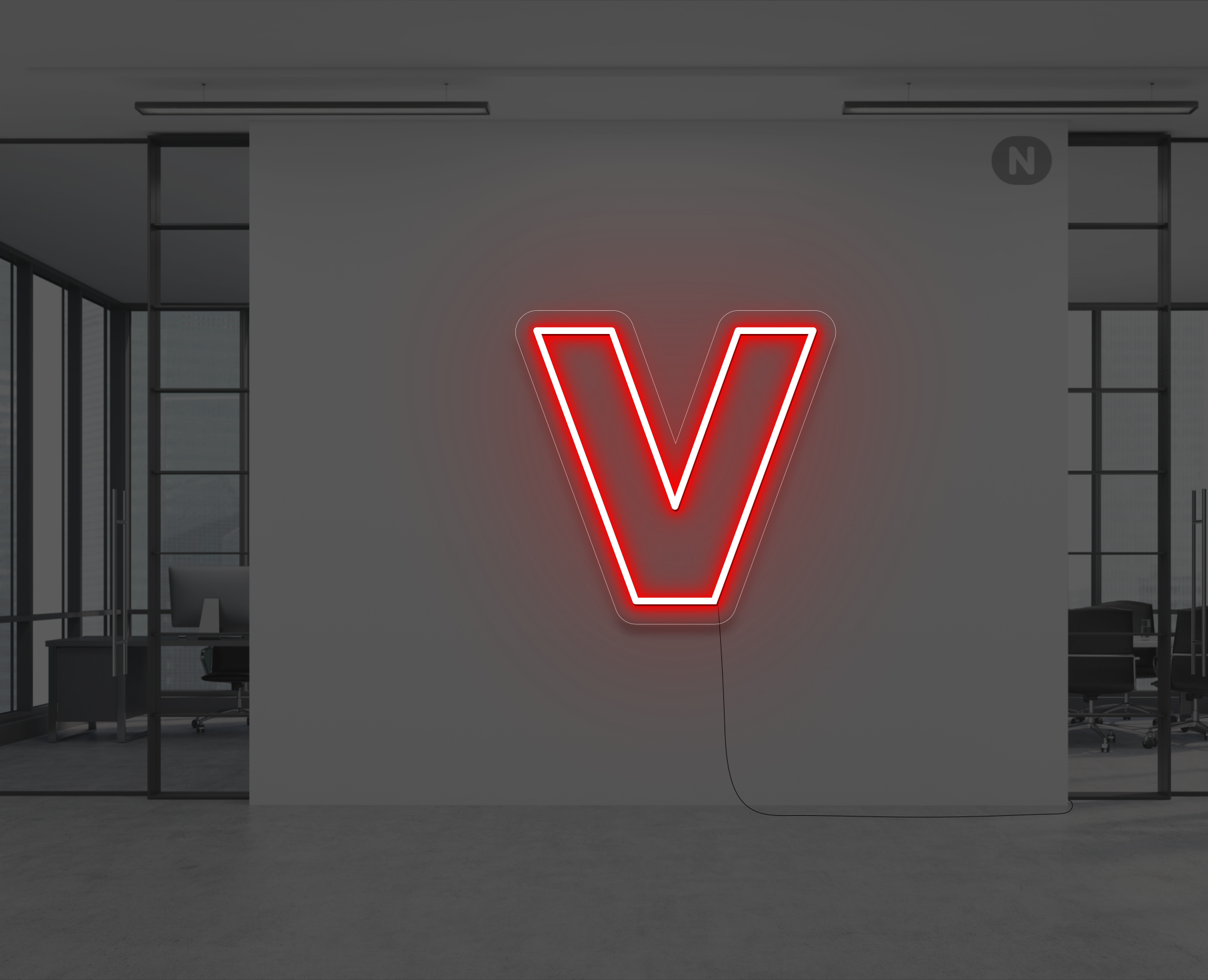 lettera-v-al-neon-rosso