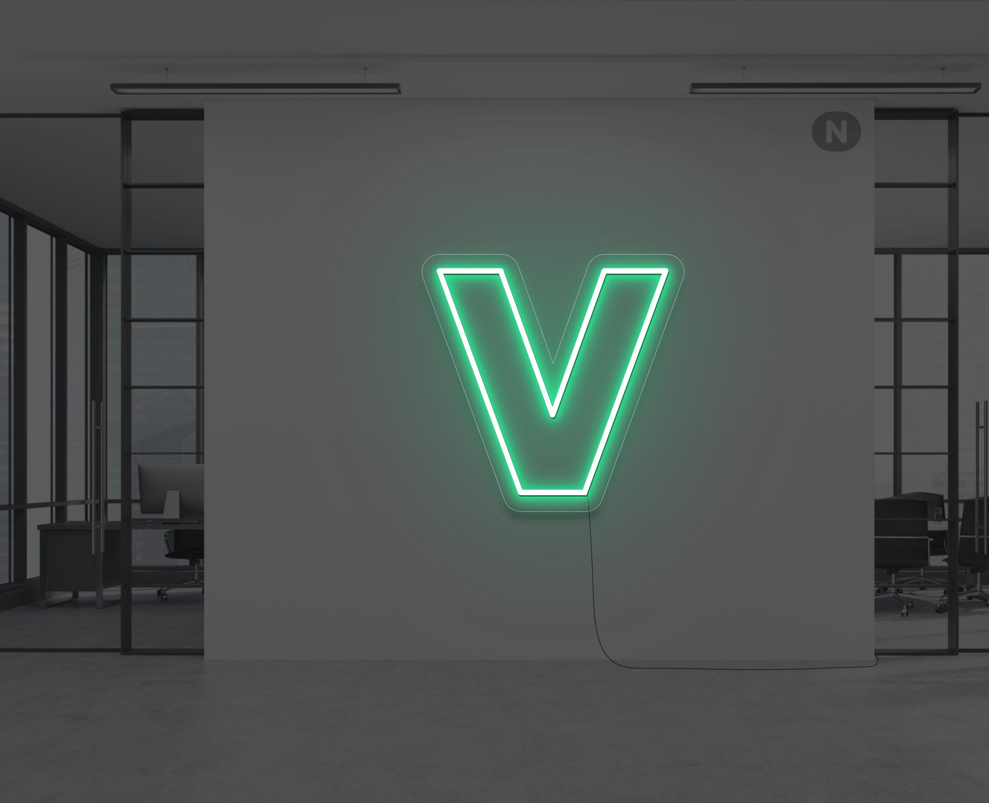lettera-v-al-neon-verde