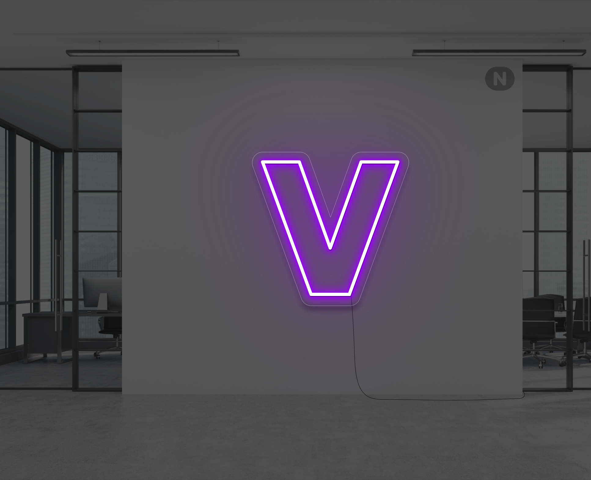 lettera-v-al-neon-viola