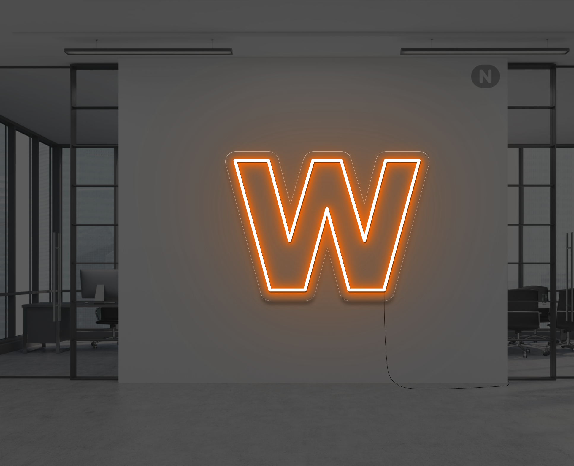 lettera-w-al-neon-arancio
