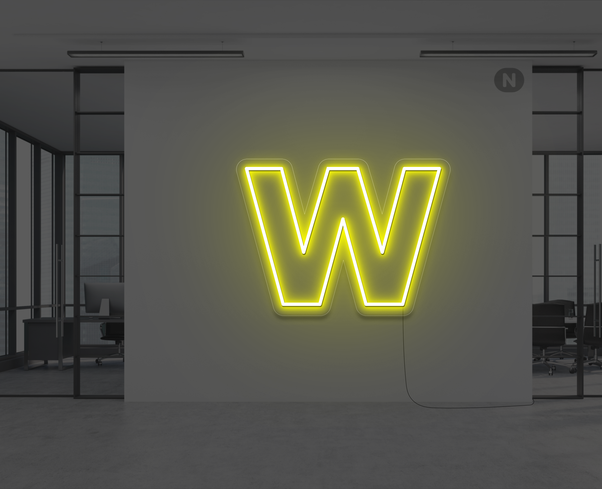 lettera-w-al-neon-giallo