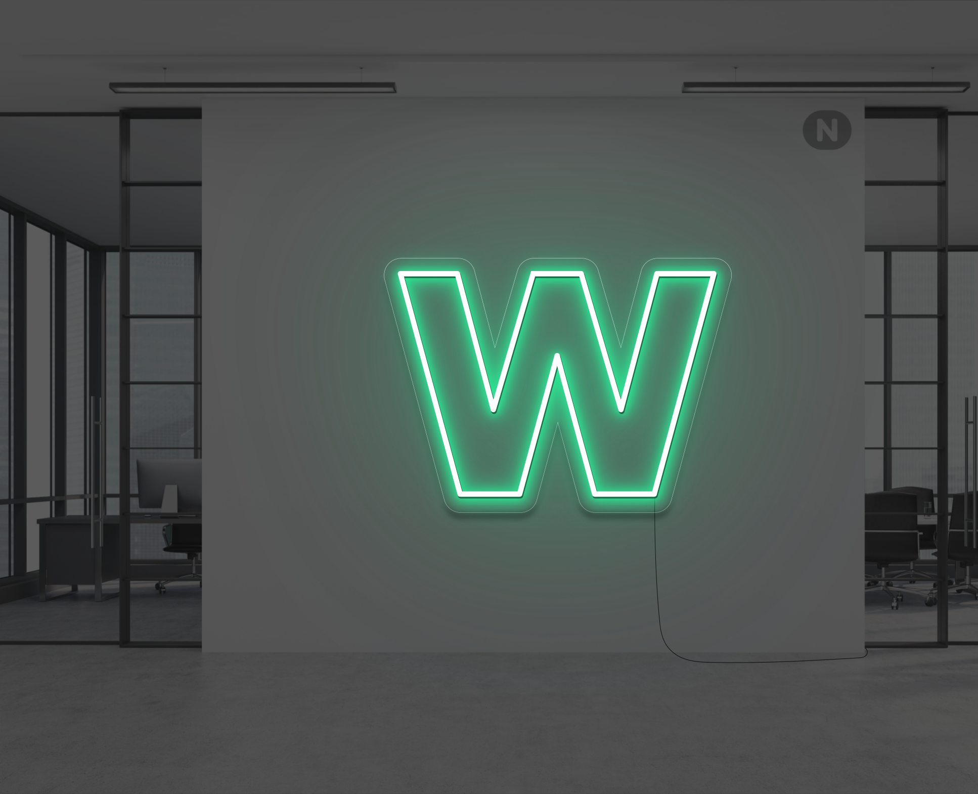 lettera-w-al-neon-verde