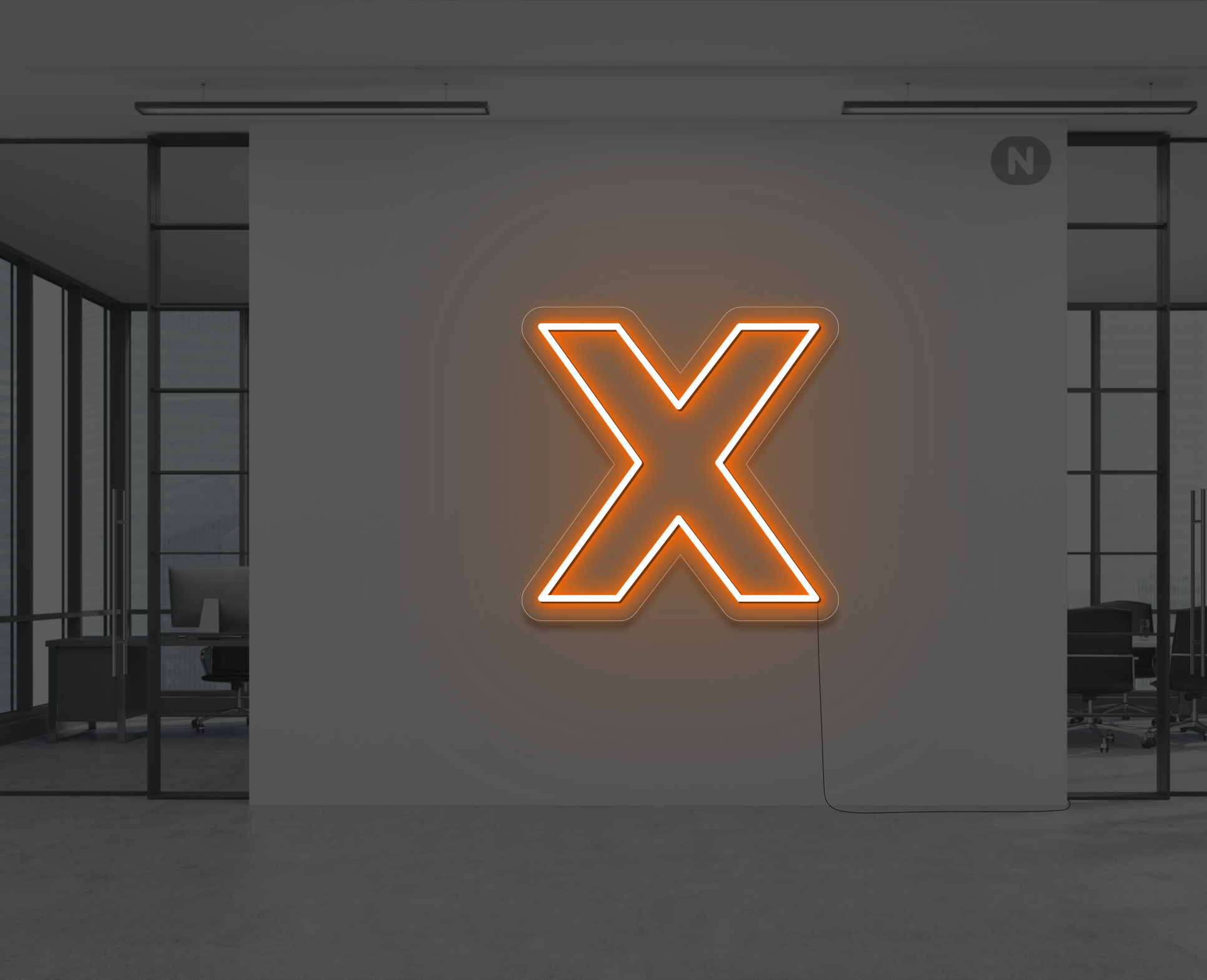 lettera-x-al-neon-arancio