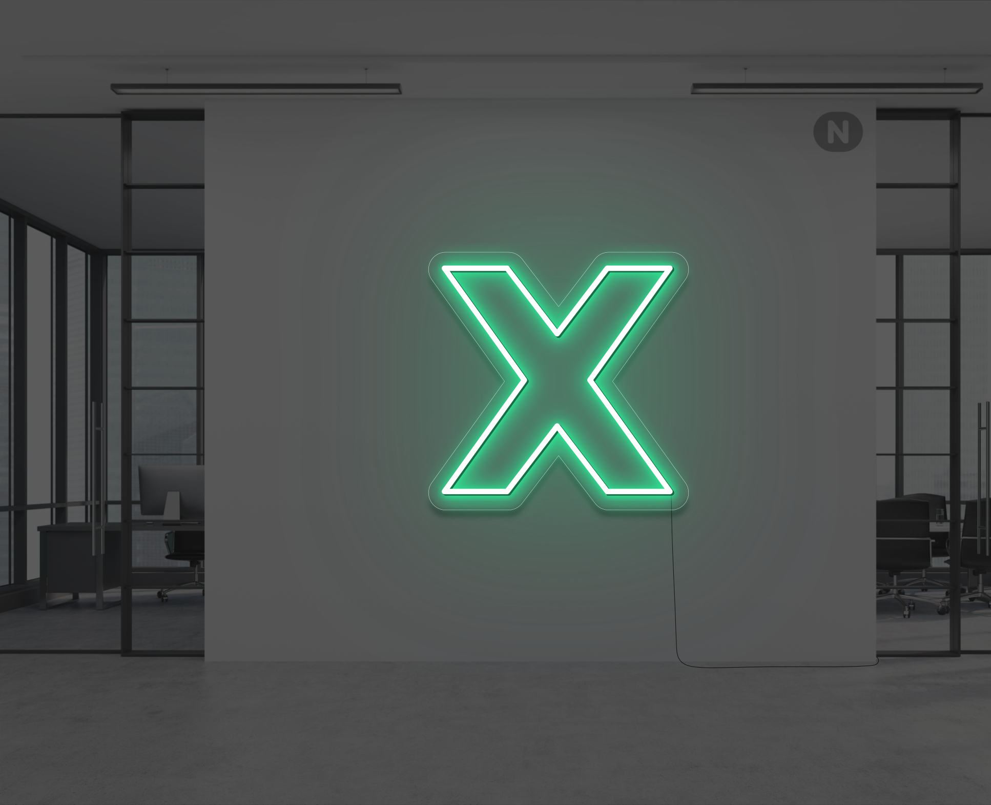 lettera-x-al-neon-verde