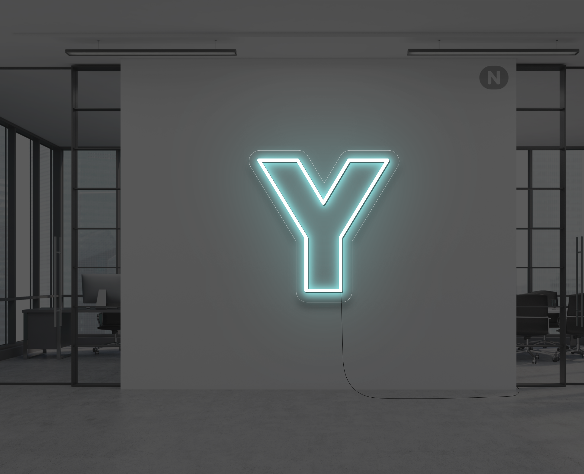 lettera-y-al-neon-blu-ghiaccio