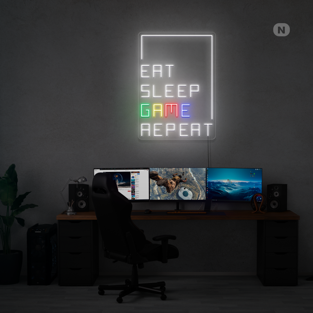 Insegna al neon Eat Sleep Game Repeat