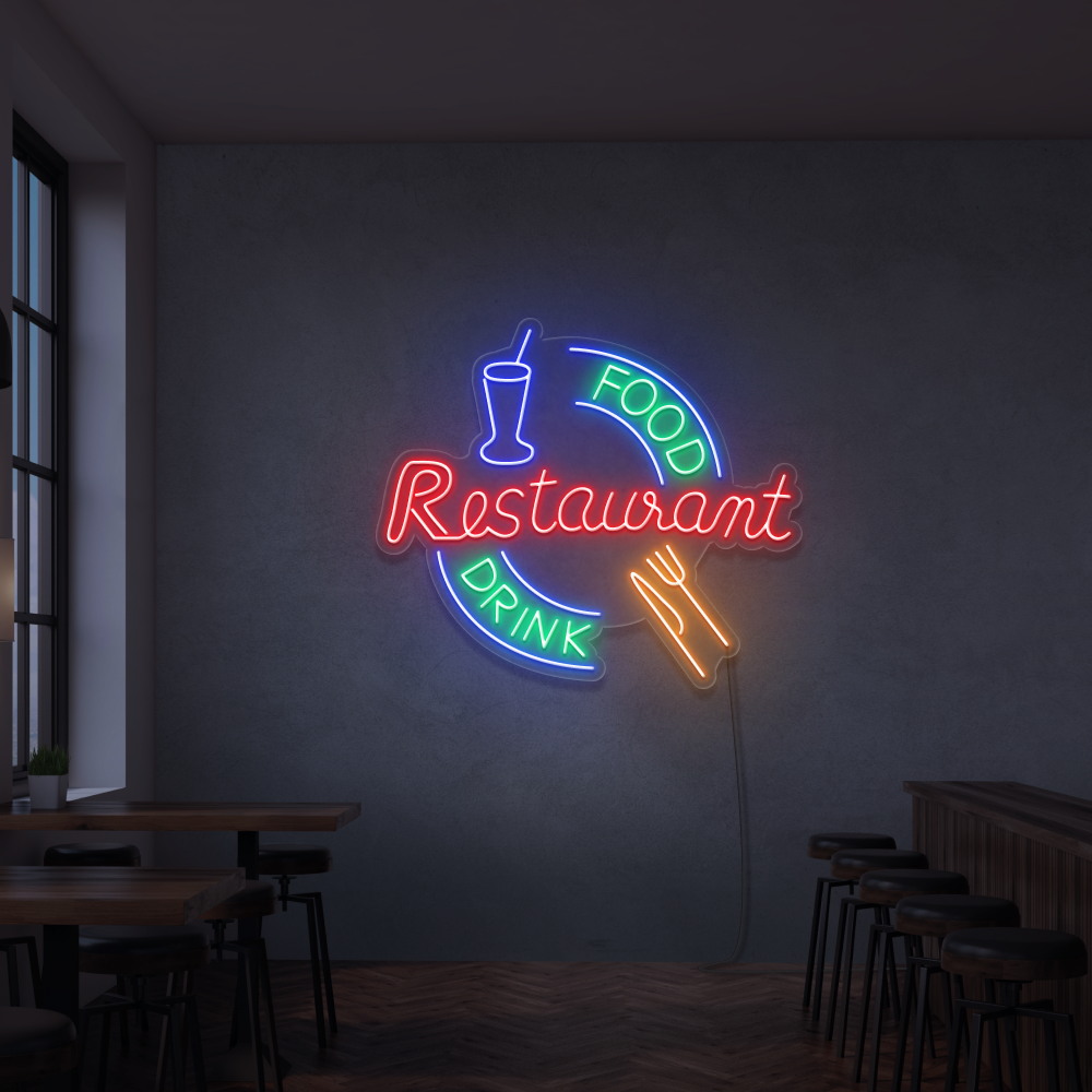 Insegna al neon Restaurant food drinks