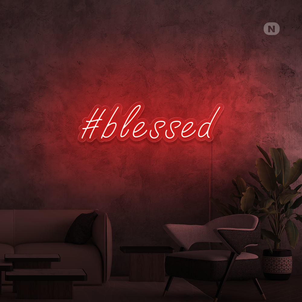 Insegna al neon #Blessed