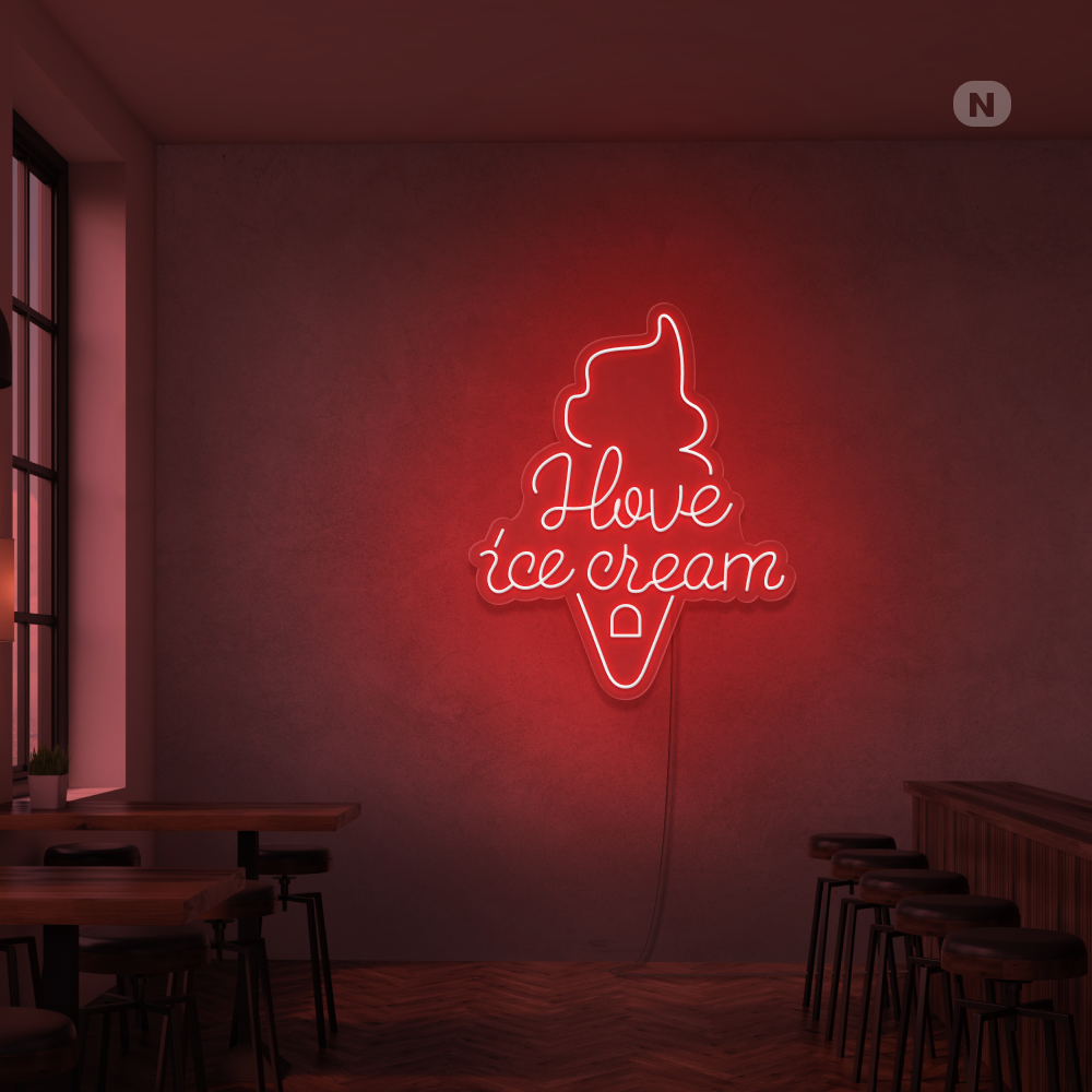 Insegna al neon I love ice cream