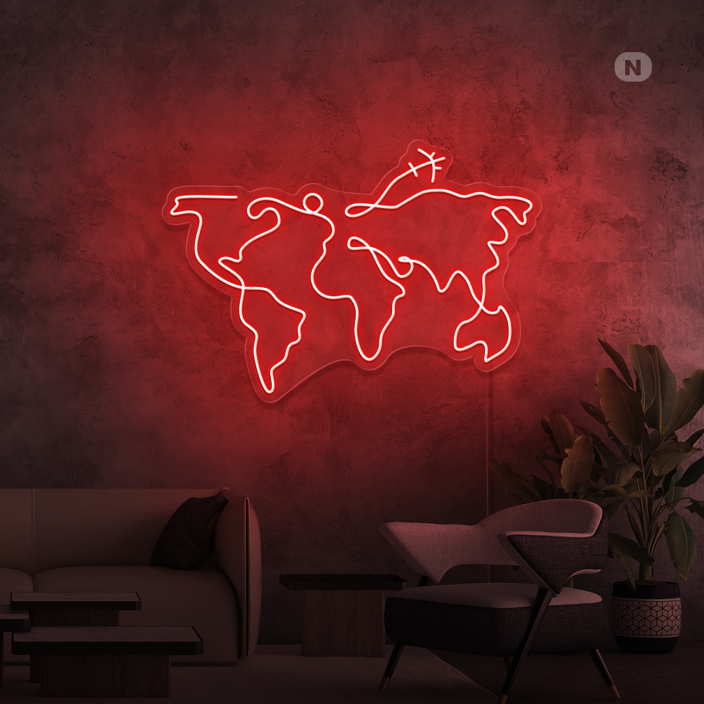 Insegna al neon Carte du monde