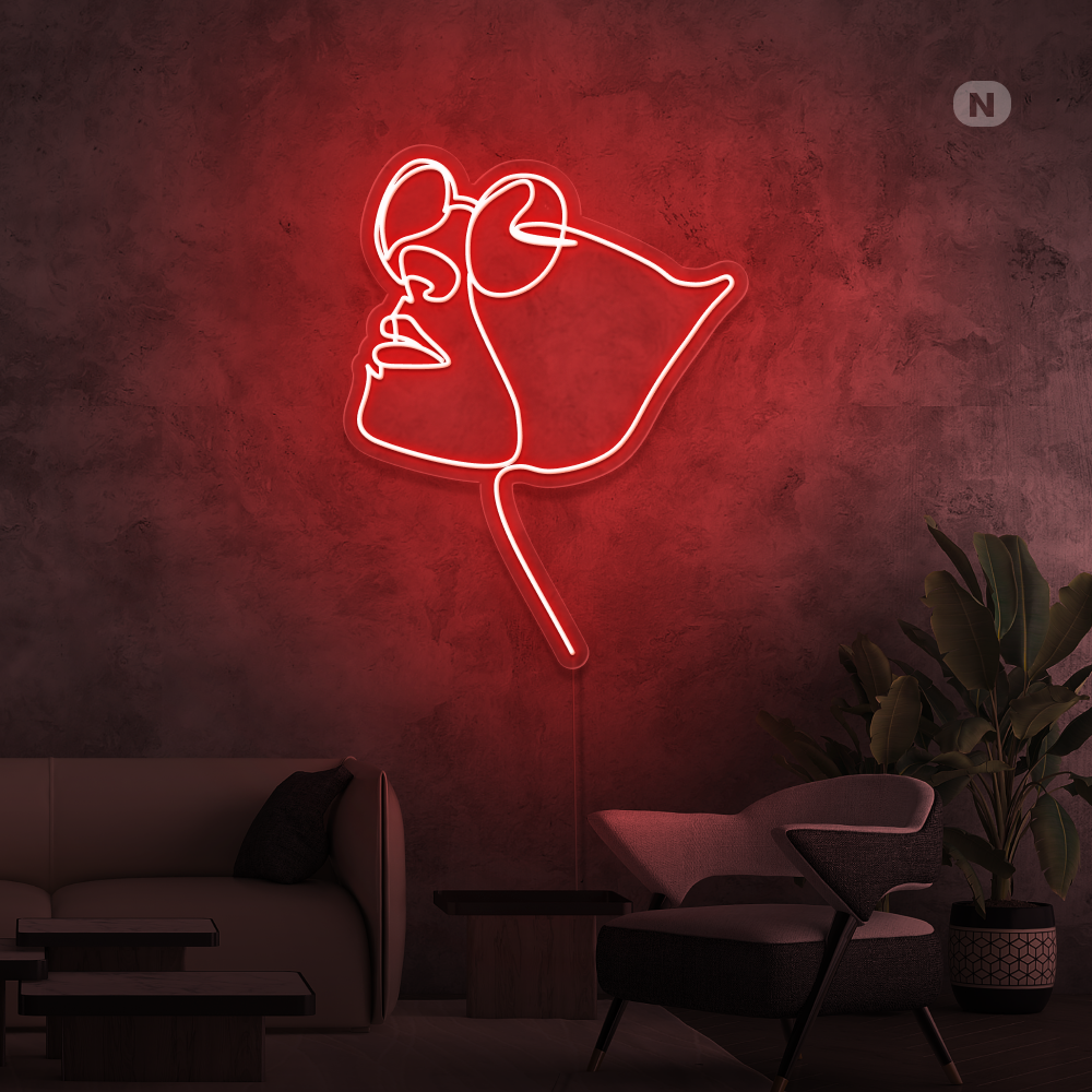 Insegna al neon Viso con occhiali