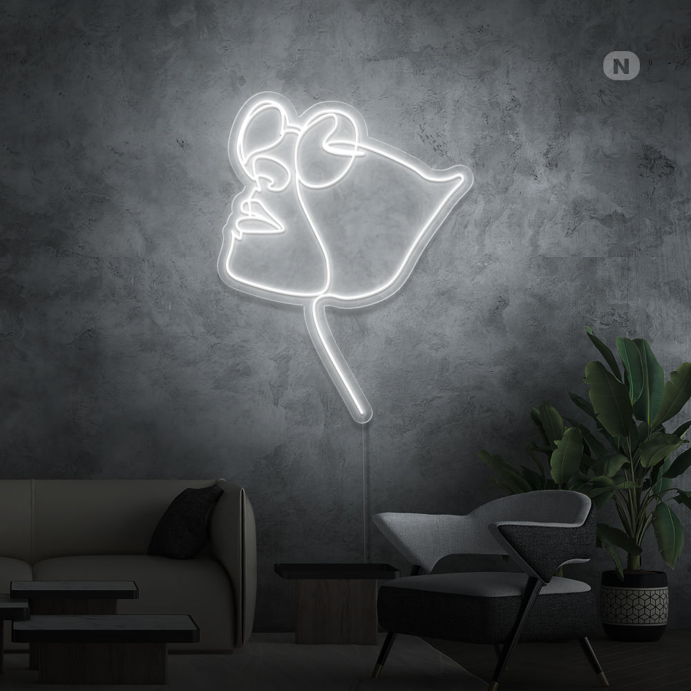 Insegna al neon Viso con occhiali