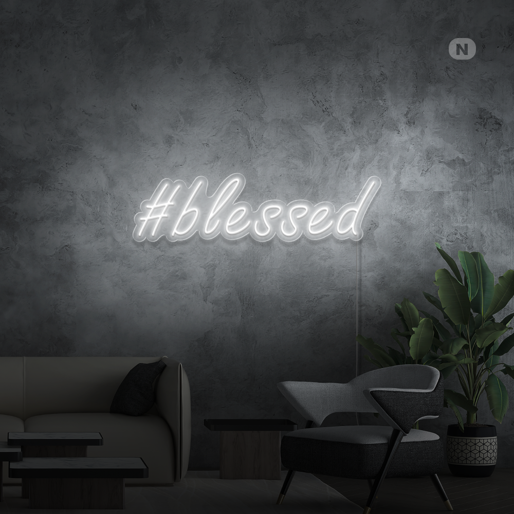 Insegna al neon #Blessed