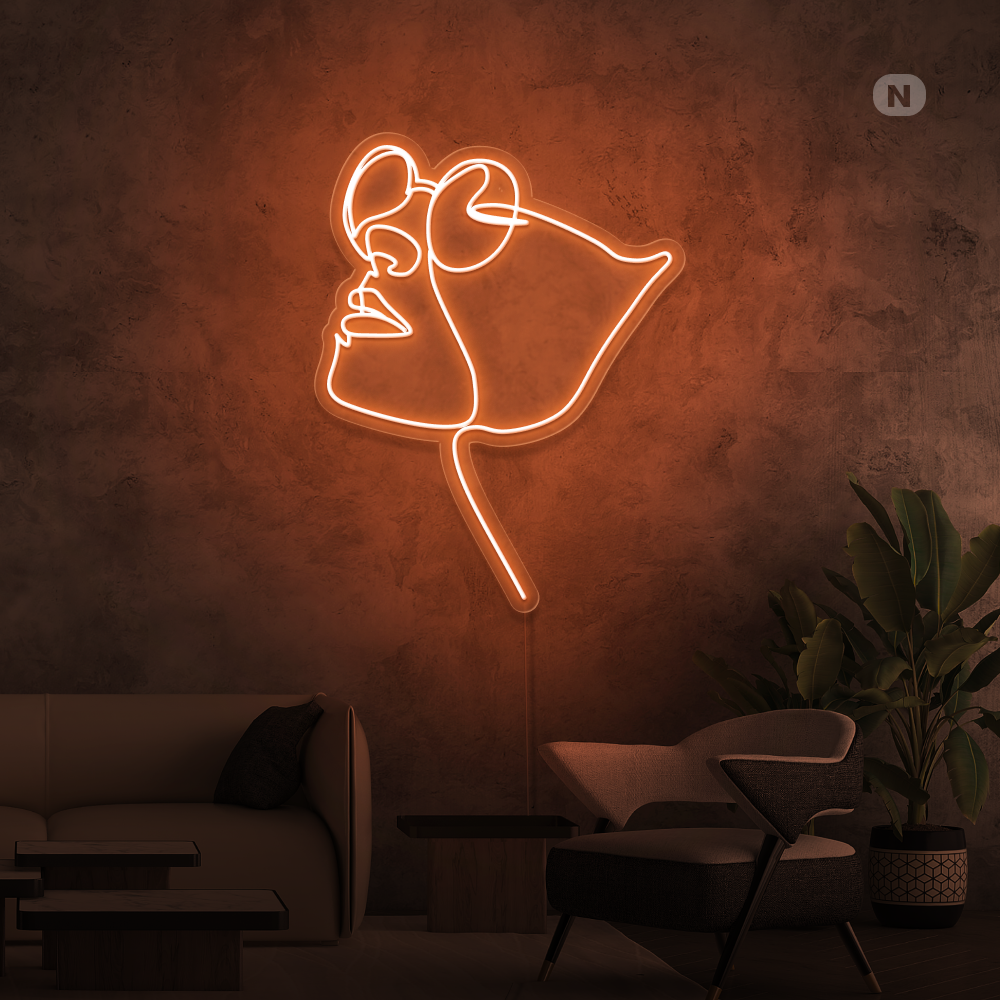 Insegna al neon Viso con occhiali