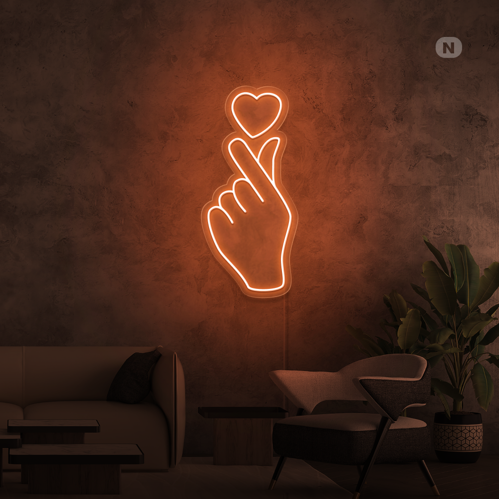 Insegna al neon Mano d'amore