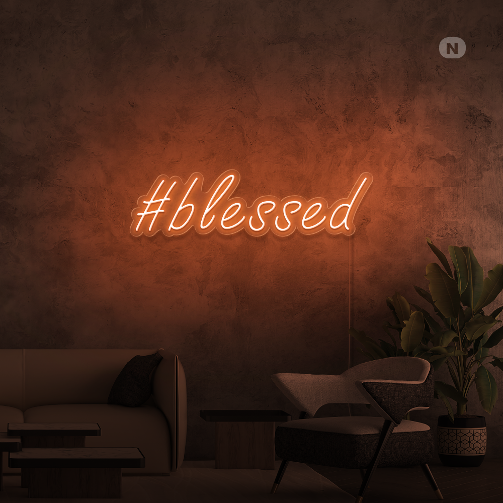 Insegna al neon #Blessed