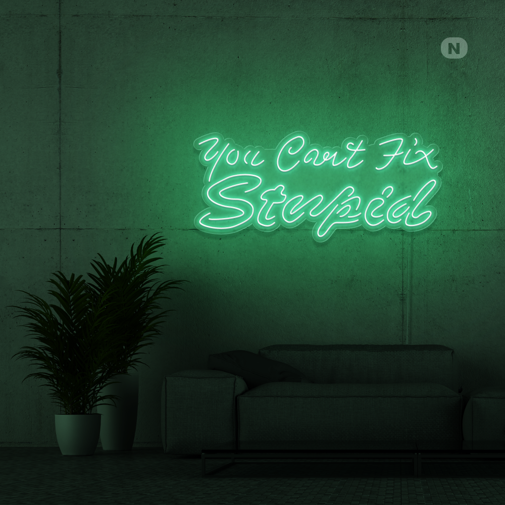Insegna al neon you can't fix stupid