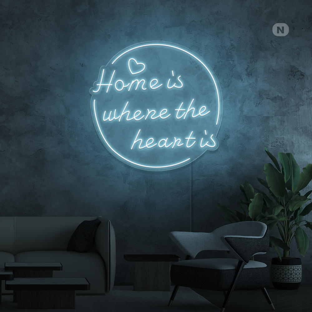 Insegna al neon Home is where the heart is