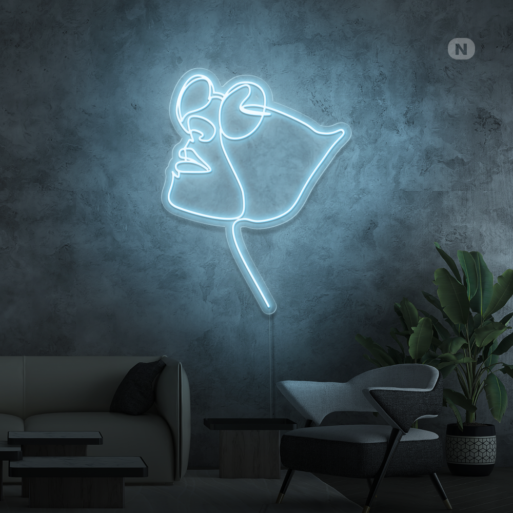Insegna al neon Viso con occhiali