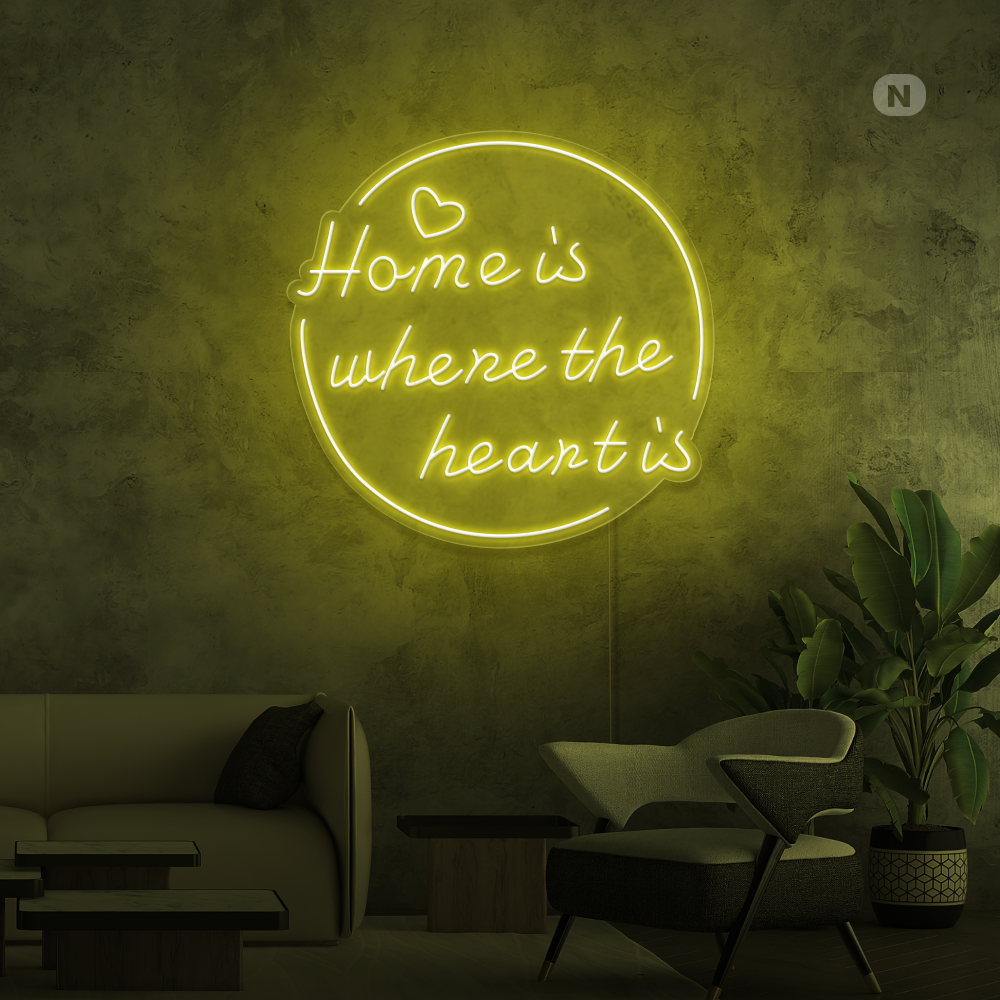 Insegna al neon Home is where the heart is