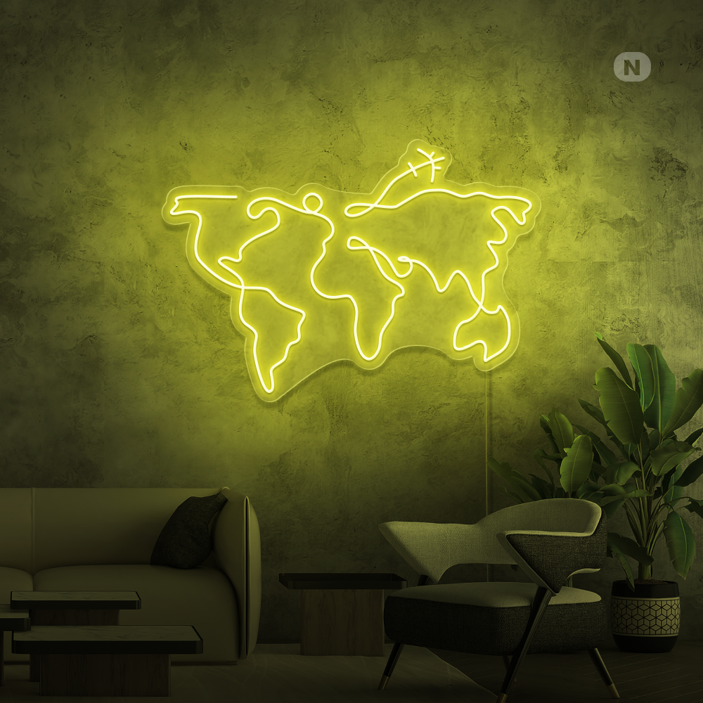 Insegna al neon Carte du monde