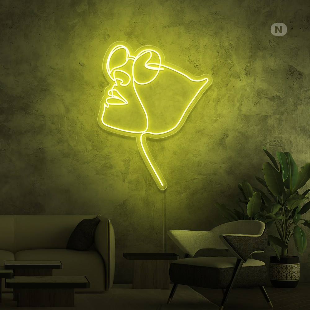 Insegna al neon Viso con occhiali