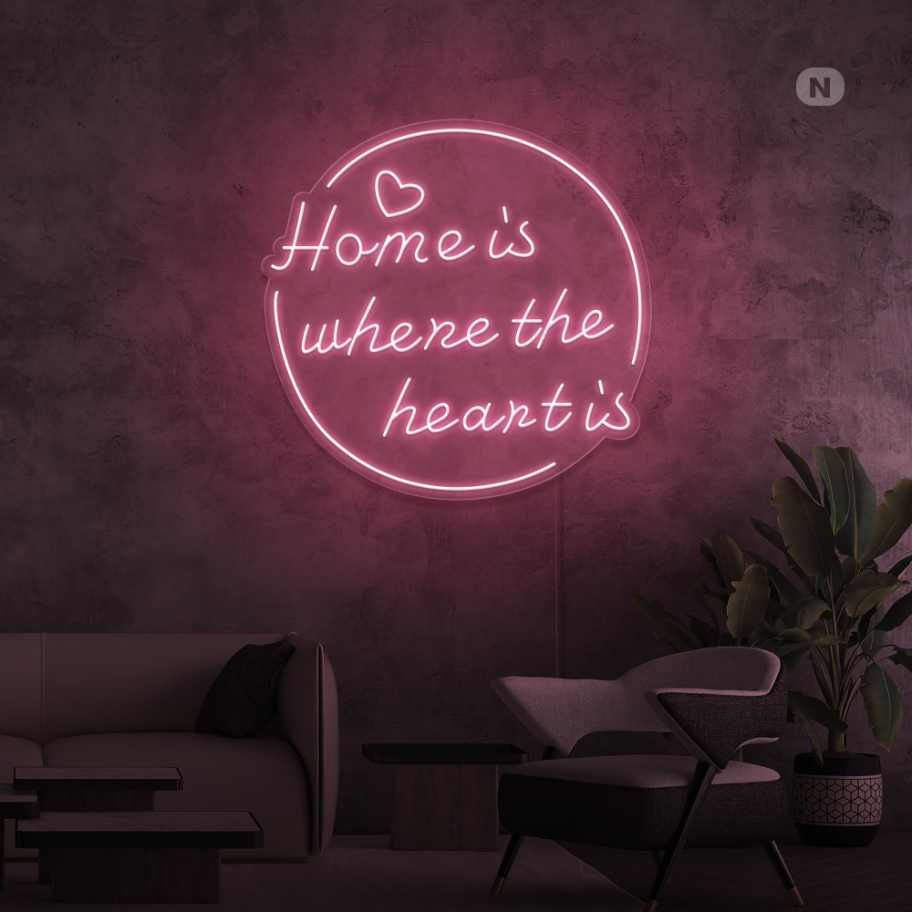 Insegna al neon Home is where the heart is