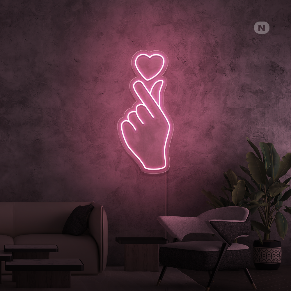Insegna al neon Mano d'amore