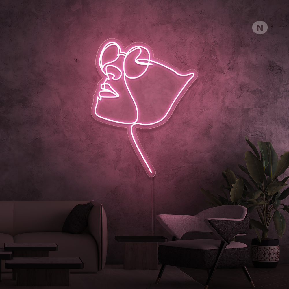 Insegna al neon Viso con occhiali