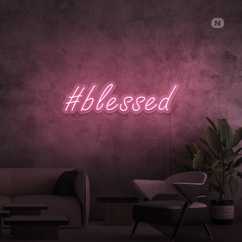 Insegna al neon #Blessed
