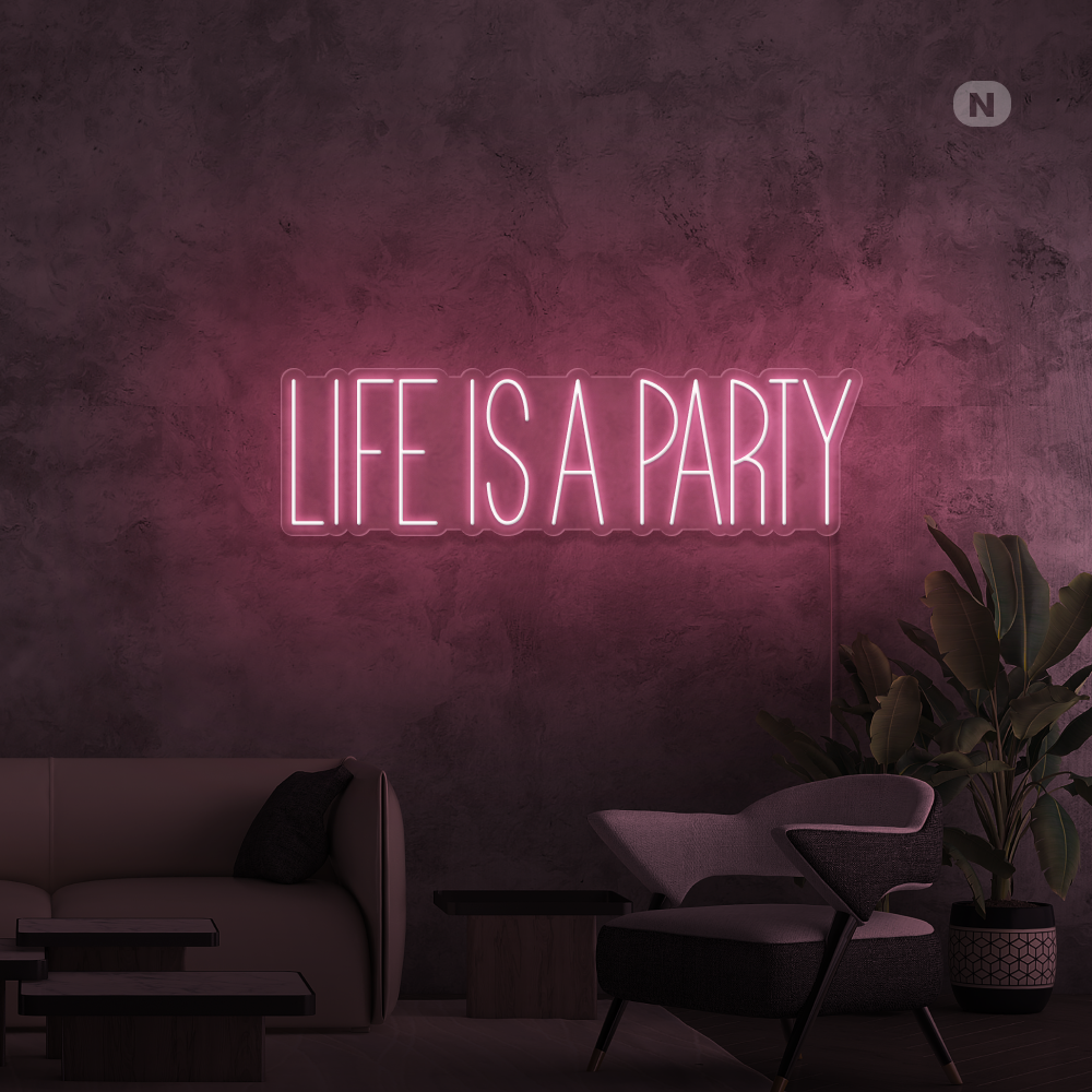 Insegna al neon Life is a Party