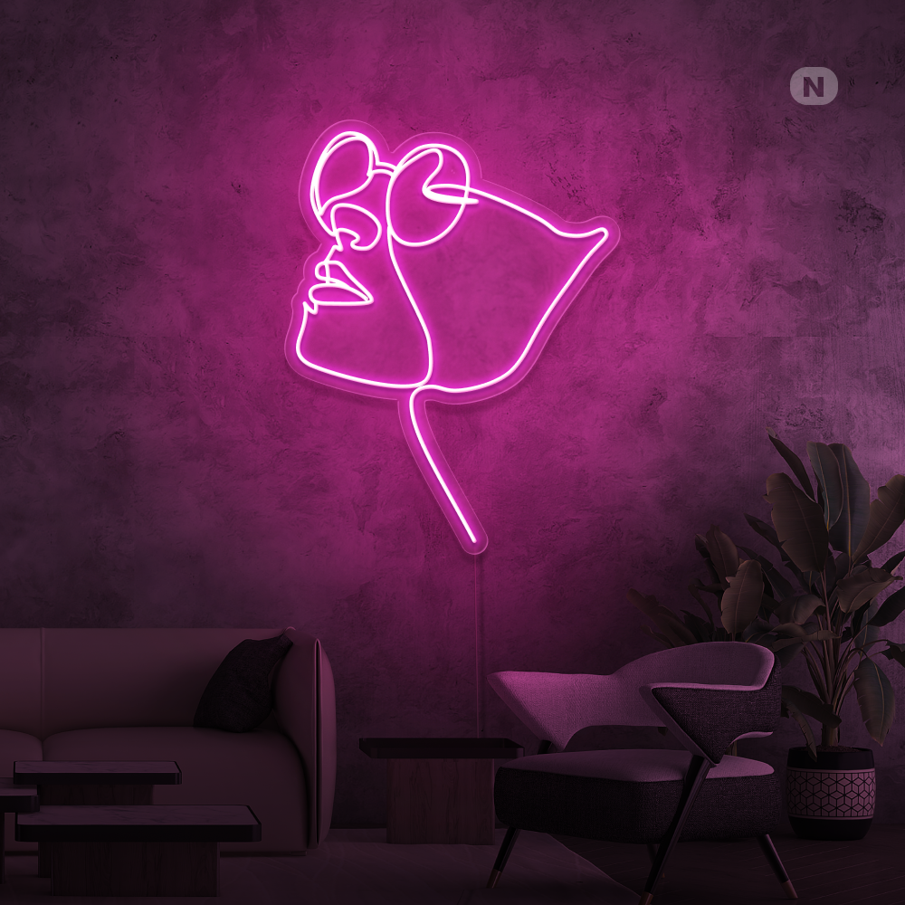 Insegna al neon Viso con occhiali