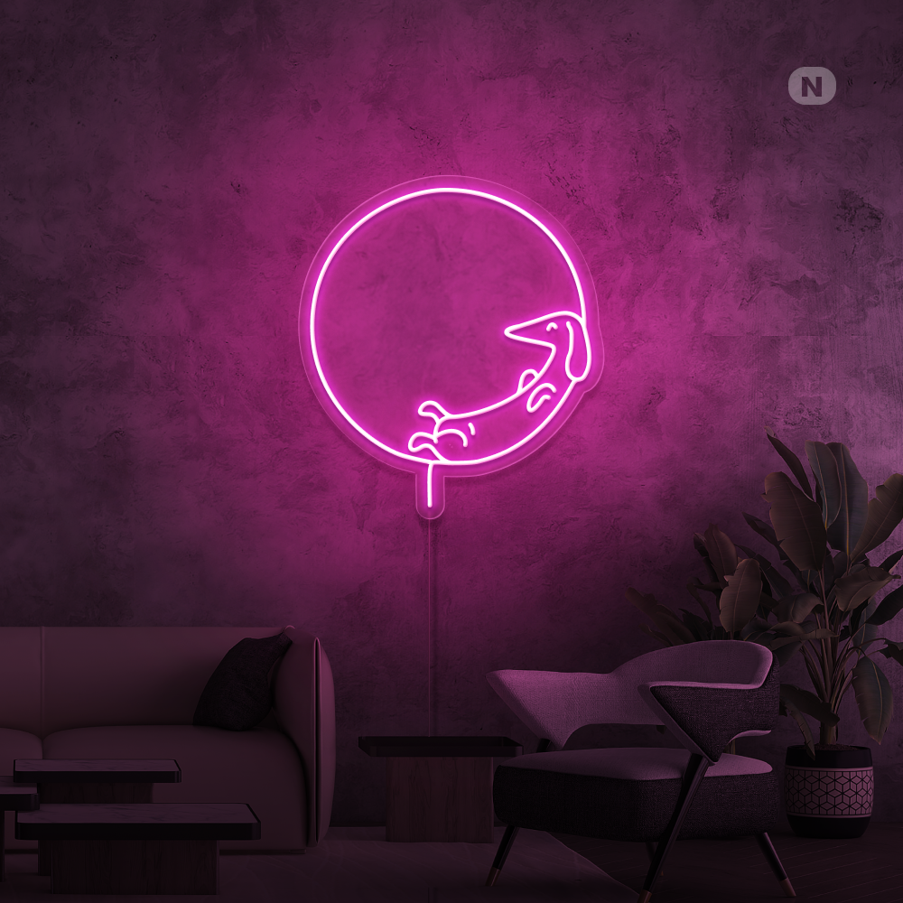 Insegna al neon Cane che dorme