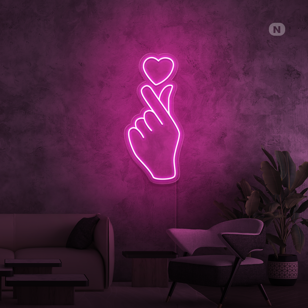 Insegna al neon Mano d'amore