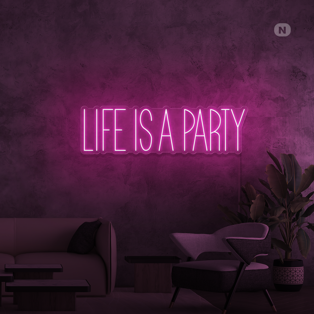 Insegna al neon Life is a Party