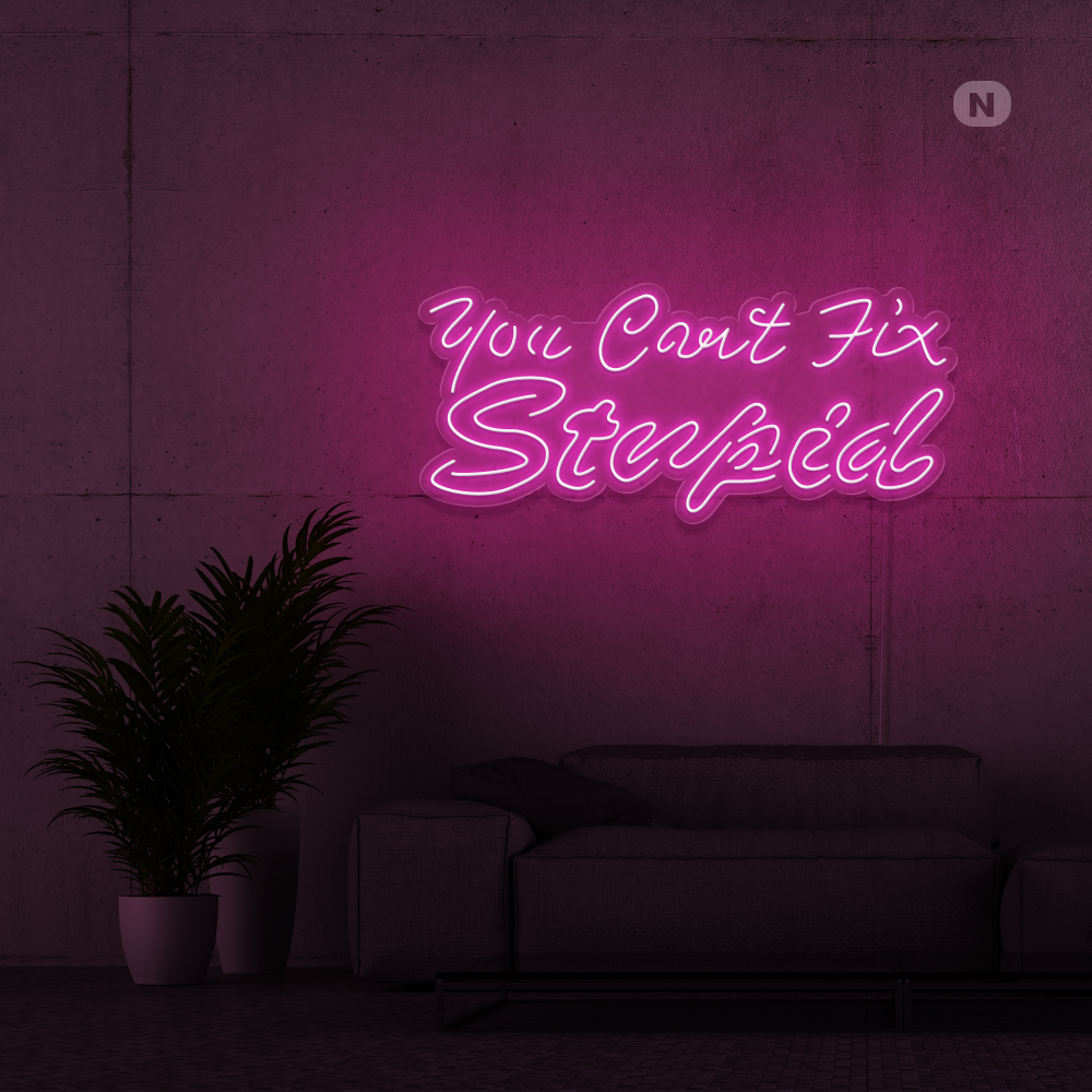 Insegna al neon you can't fix stupid
