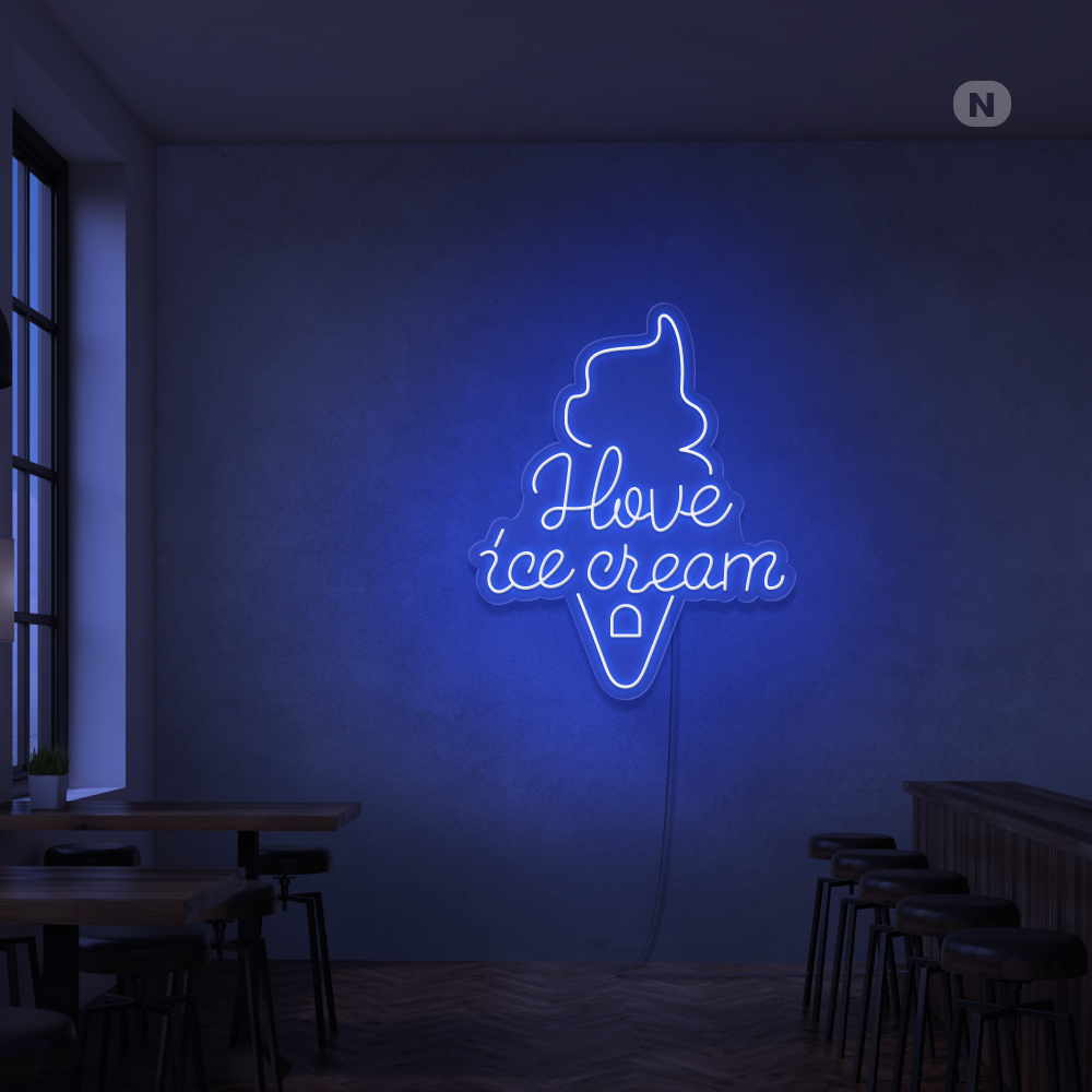 Insegna al neon I love ice cream