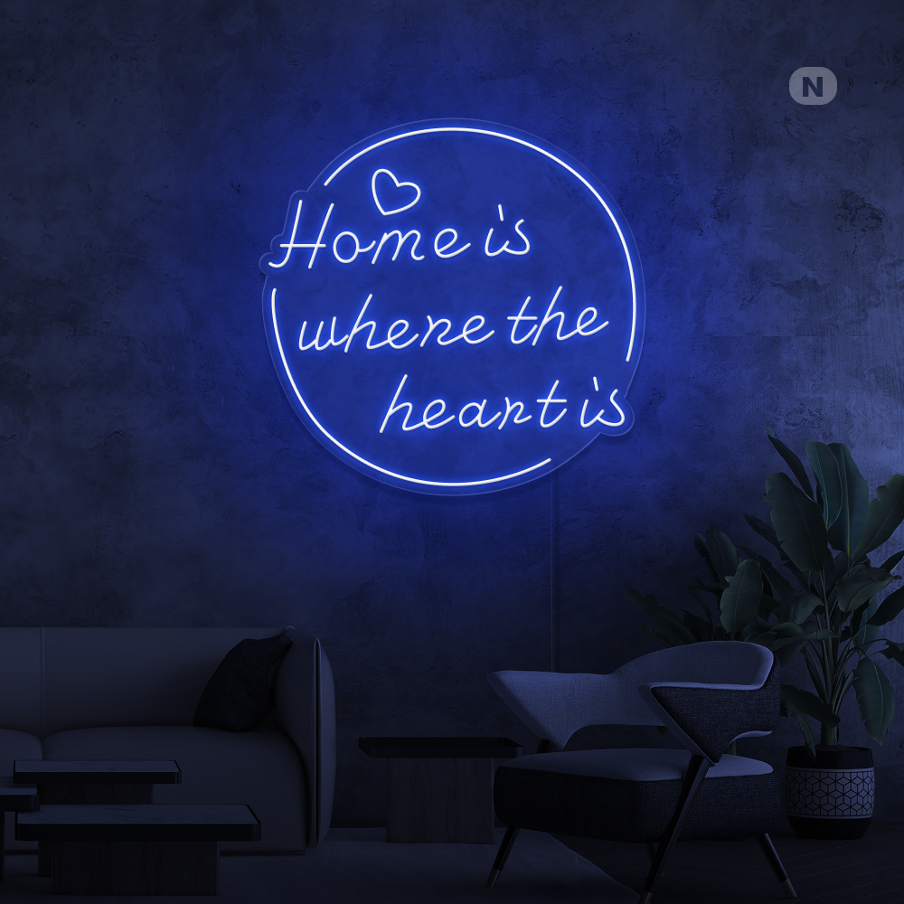 Insegna al neon Home is where the heart is