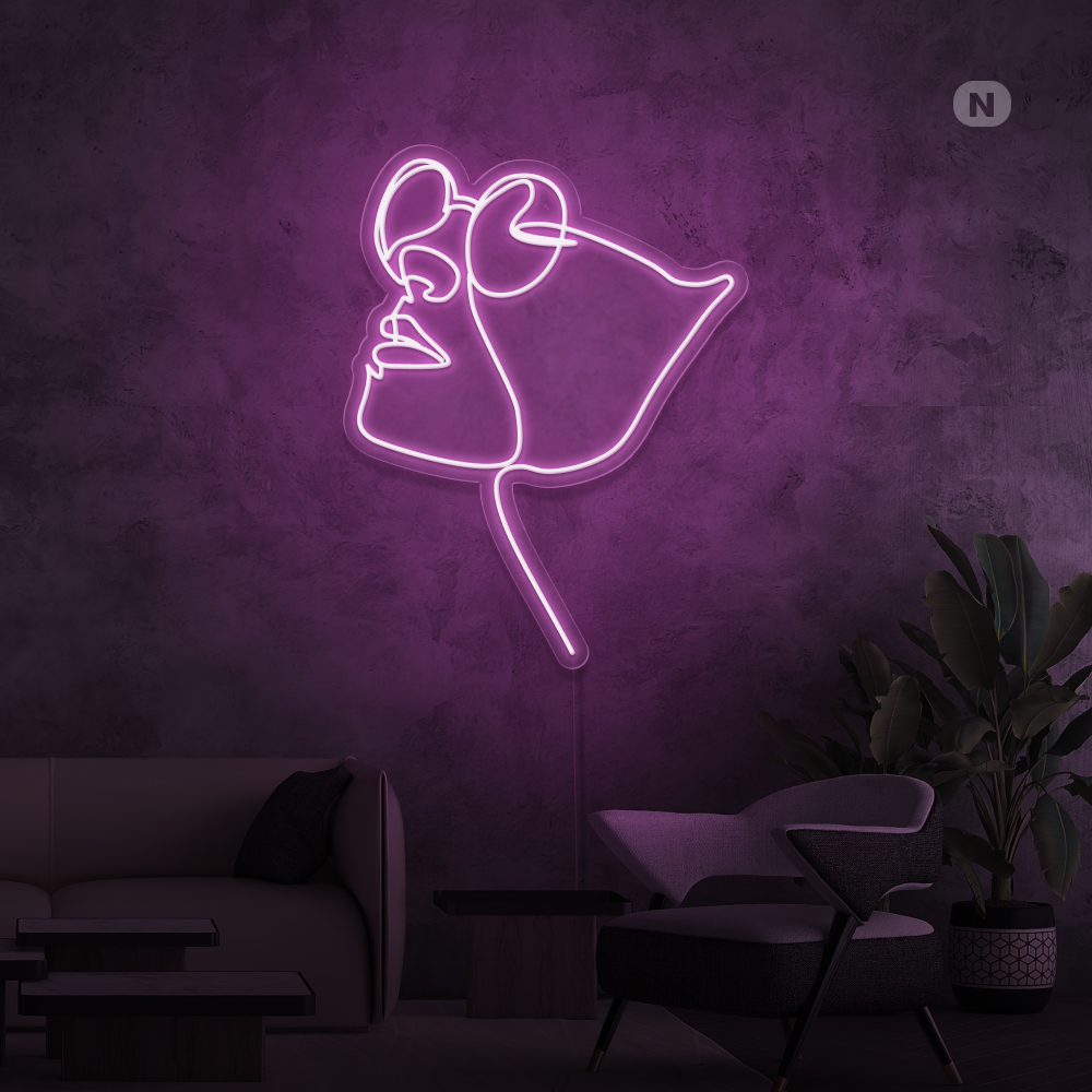 Insegna al neon Viso con occhiali