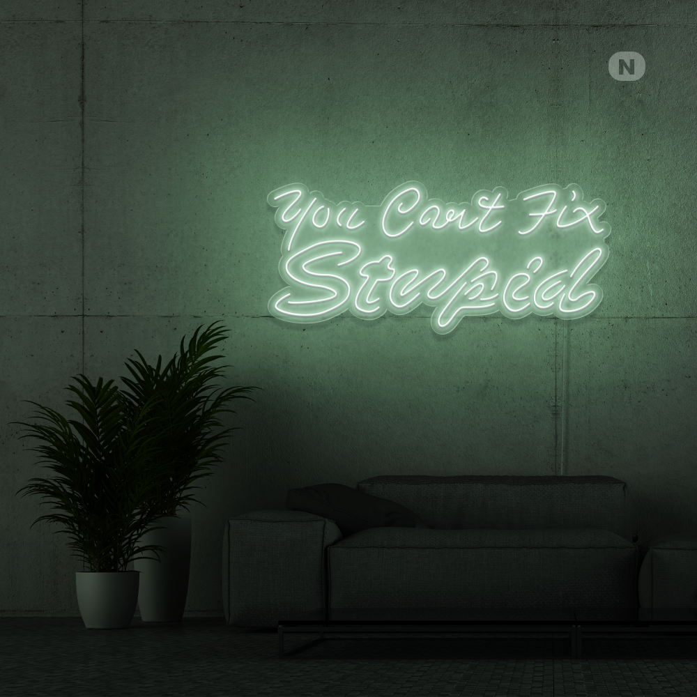 Insegna al neon you can't fix stupid