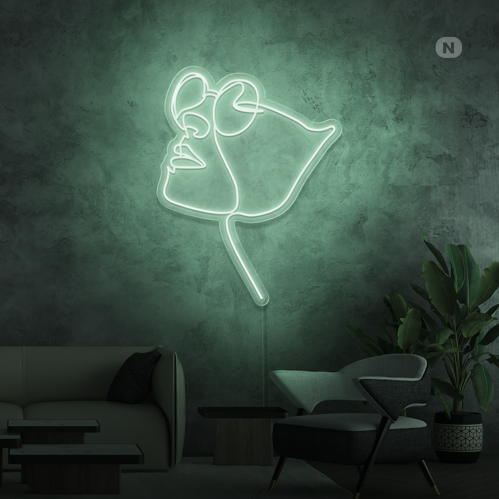 Insegna al neon Viso con occhiali