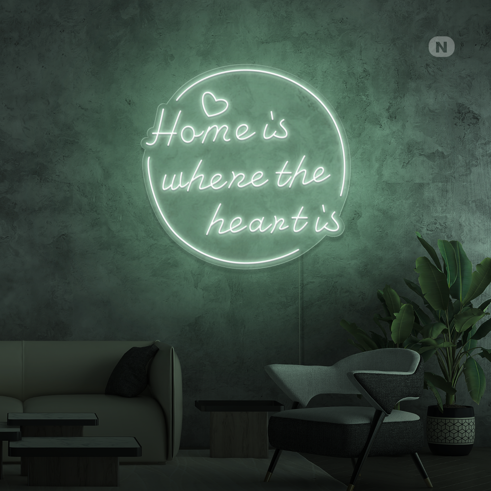 Insegna al neon Home is where the heart is