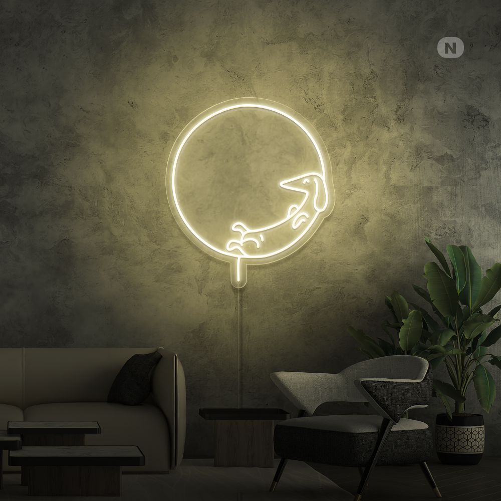 Insegna al neon Cane che dorme