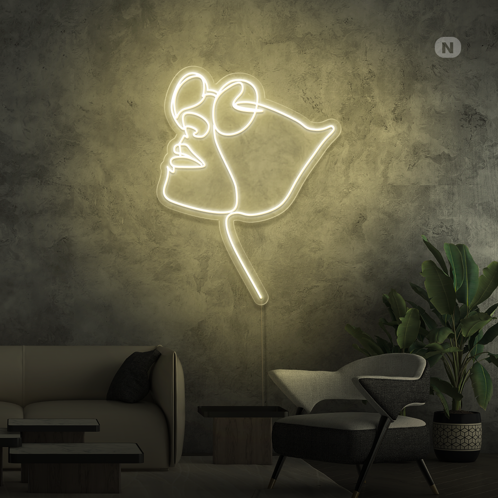 Insegna al neon Viso con occhiali