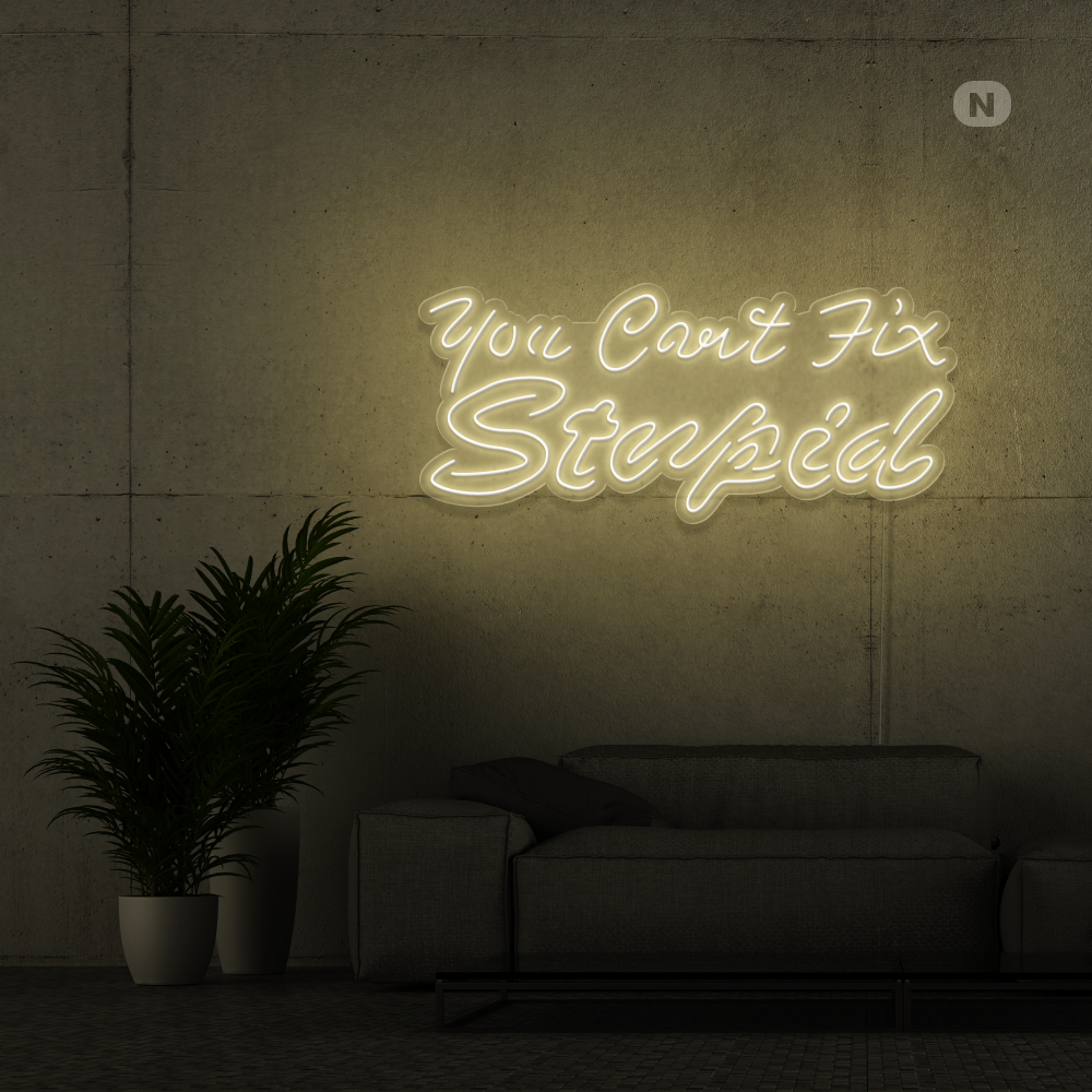 Insegna al neon you can't fix stupid