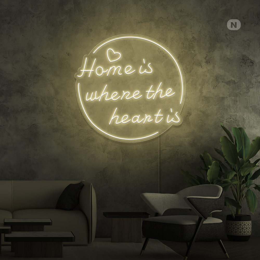 Insegna al neon Home is where the heart is