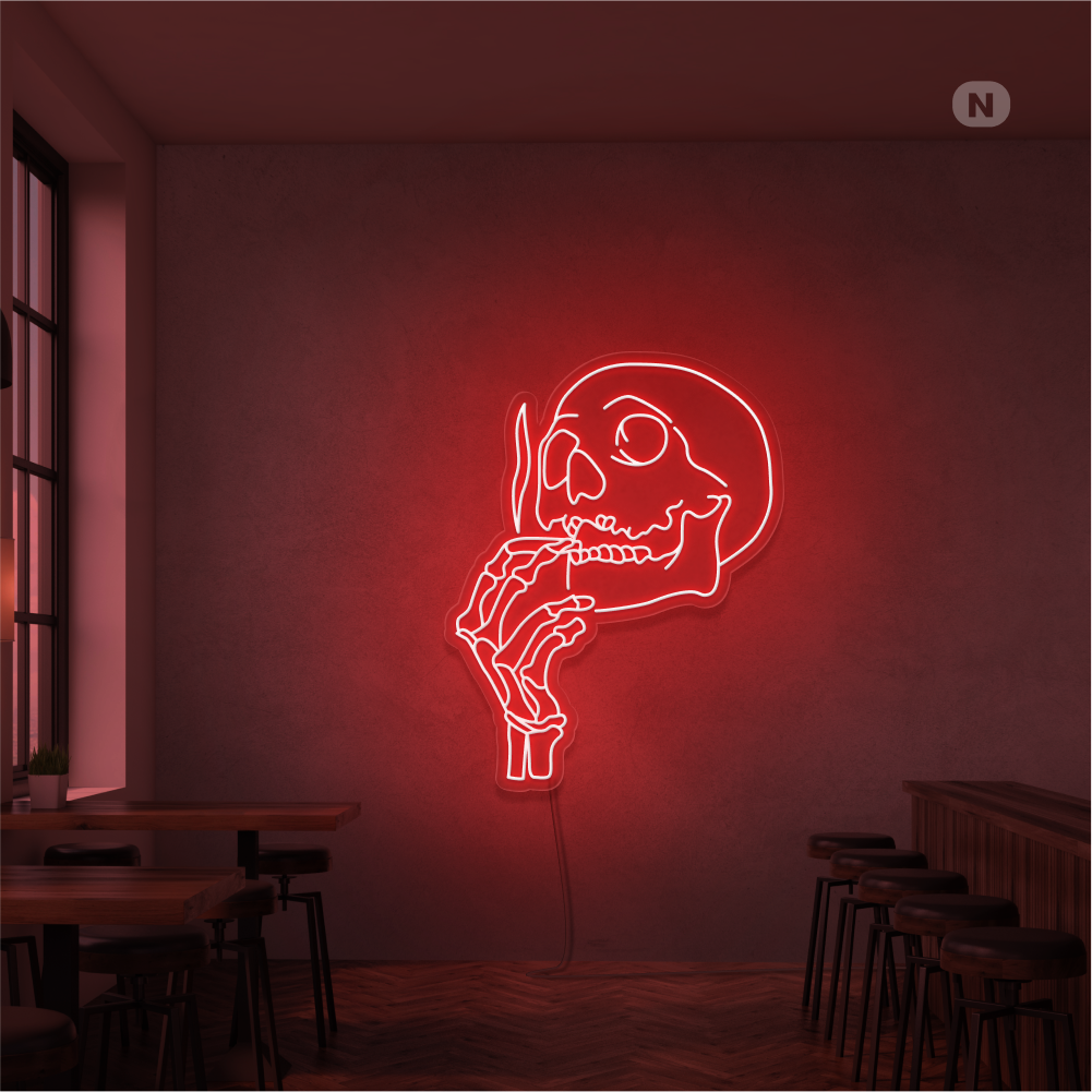 Insegna Al Neon Testa di teschio fumante