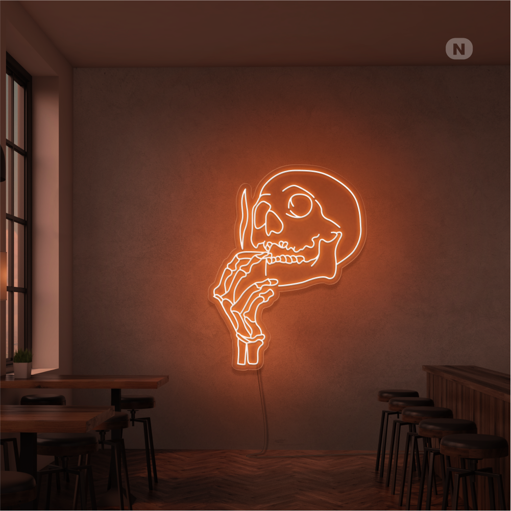 Insegna Al Neon Testa di teschio fumante