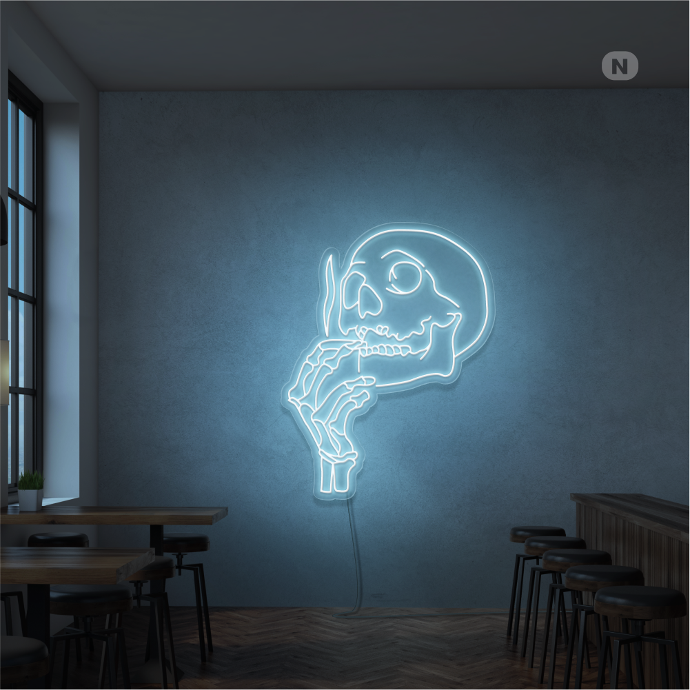 Insegna Al Neon Testa di teschio fumante